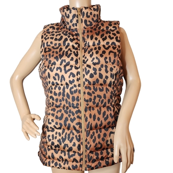 Lands' End Jackets & Blazers - Lands' End Down/Feathers Leopard puffer vest.  Women's size medium .